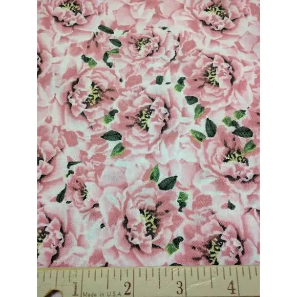 1 yard Marco Fabiano Pink Roses Flower Forever Fashion Cotton Quilt Fabric - Picture 1 of 2